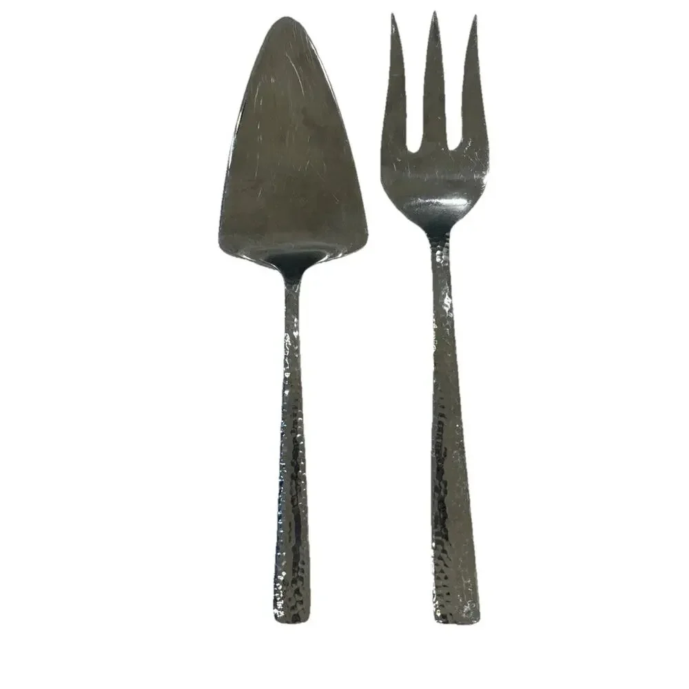 TOMODACHI Hampton Forge Ella Hammered Set Of 2 Serving Pieces Stainless Flatware